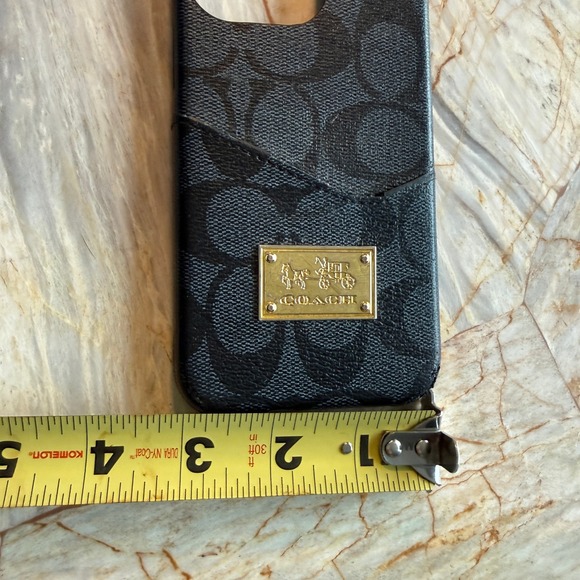 Coach Signature Canvas iPhone 14 Pro Max Case Black Gold Logo Emblem - Picture 9 of 9